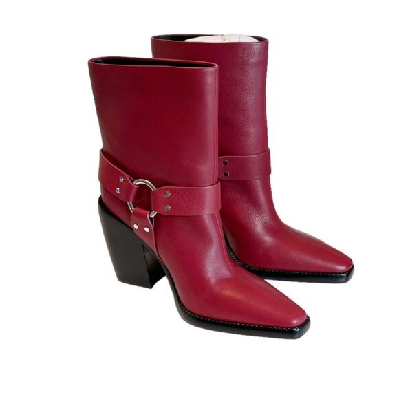 Rag & Bone Rio Women's Western Leather Heeled Boot Red Size 7.5 NWOB - Picture 1 of 9